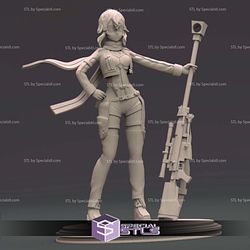 Sinon Sword art Online Standing with Gun STL Files 3D Model