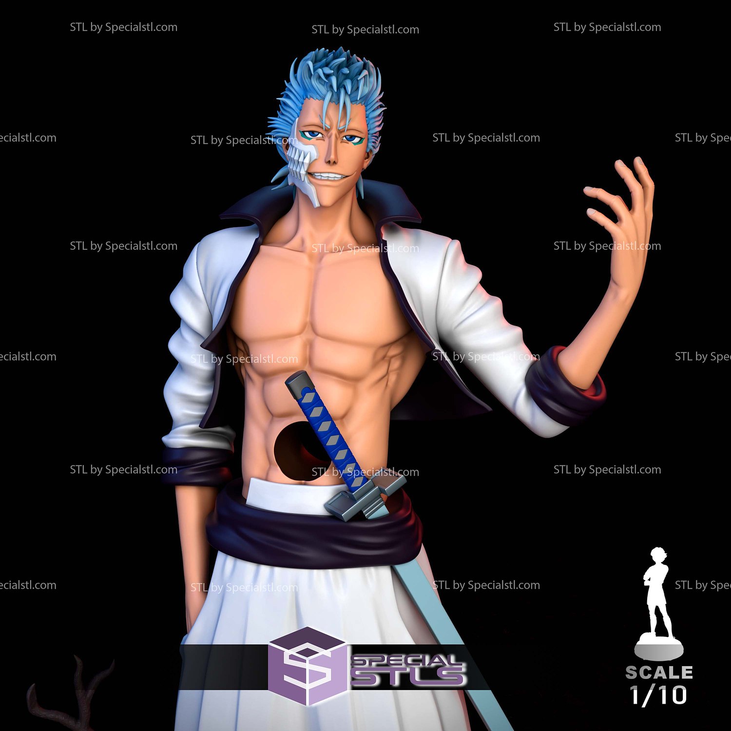 Grimmjow Jaegerjaquez Standalone 3D Printer Files STL Model — view 2