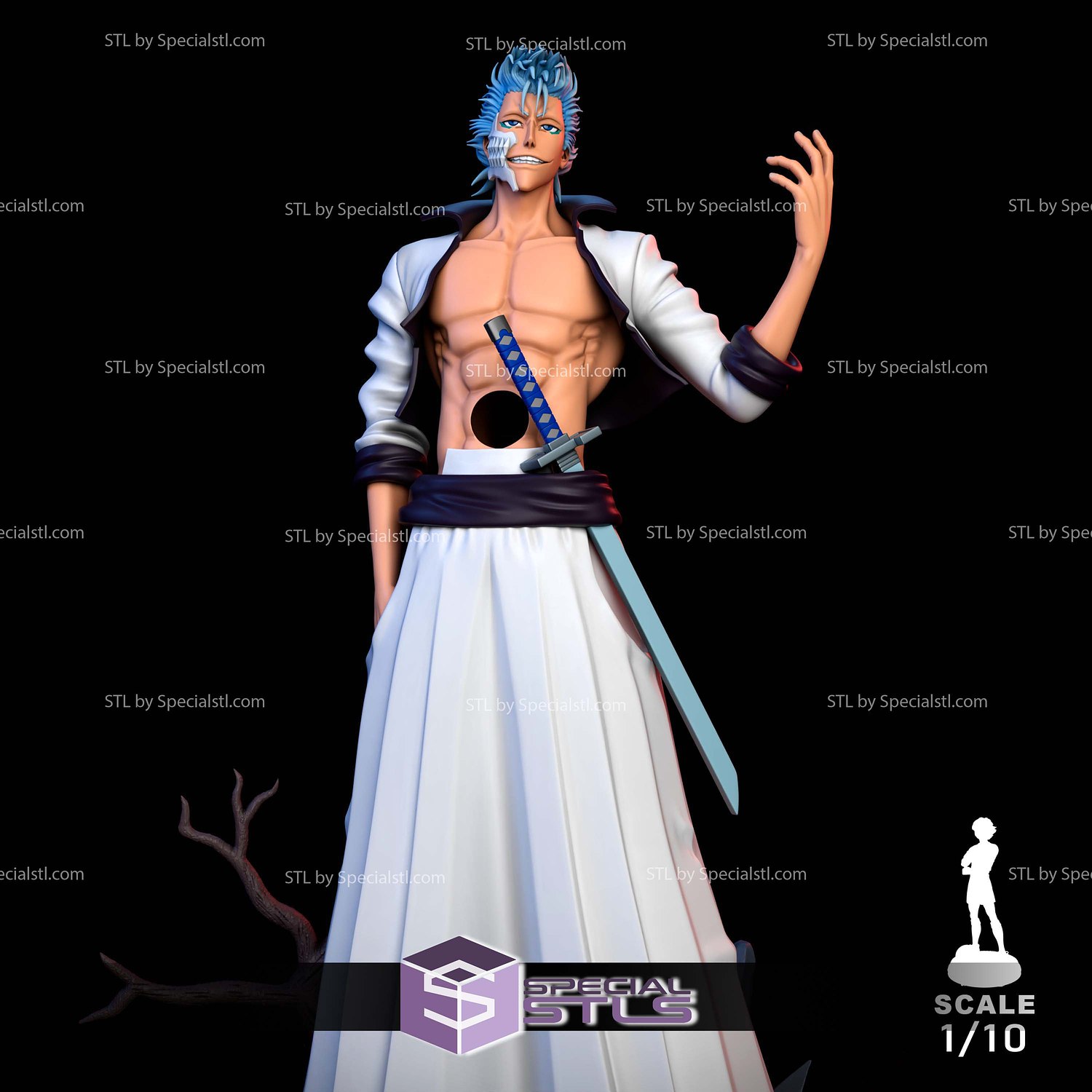 Grimmjow Jaegerjaquez Standalone 3D Printer Files STL Model — view 3