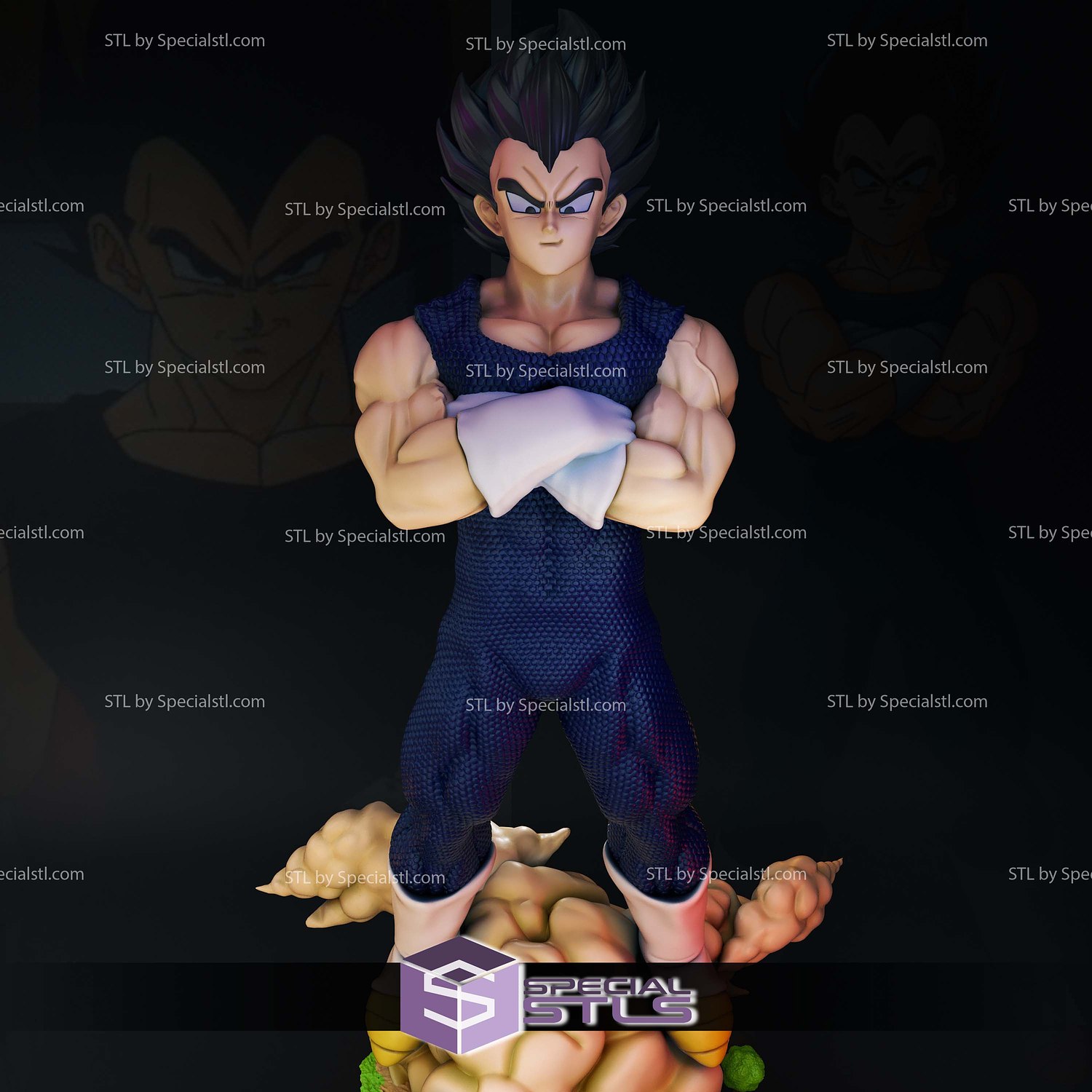 Vegeta Flying STL Files 3D Model — view 3