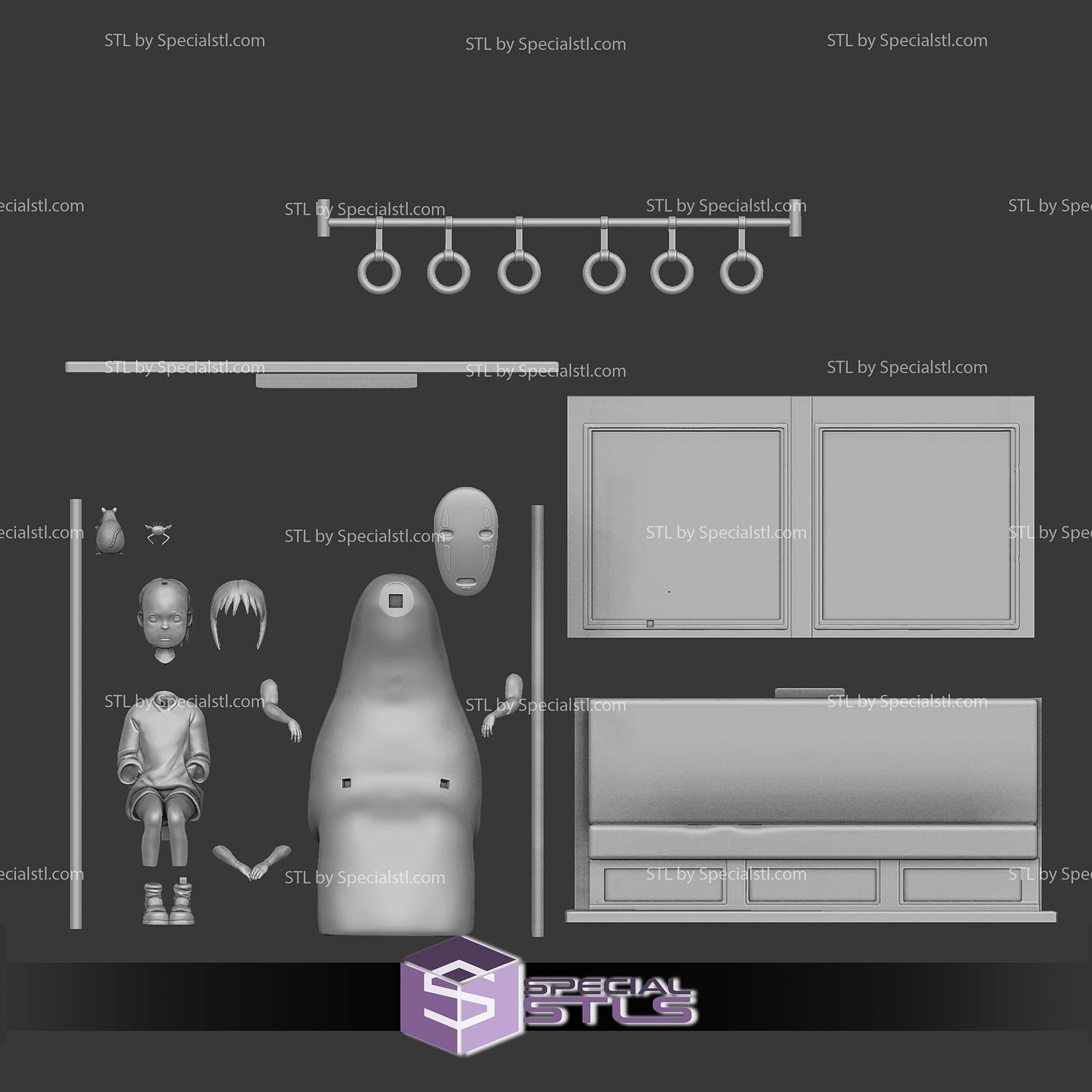 Chihiro Kaonashi Spirited Away STL Printer Files 3D Model — view 3