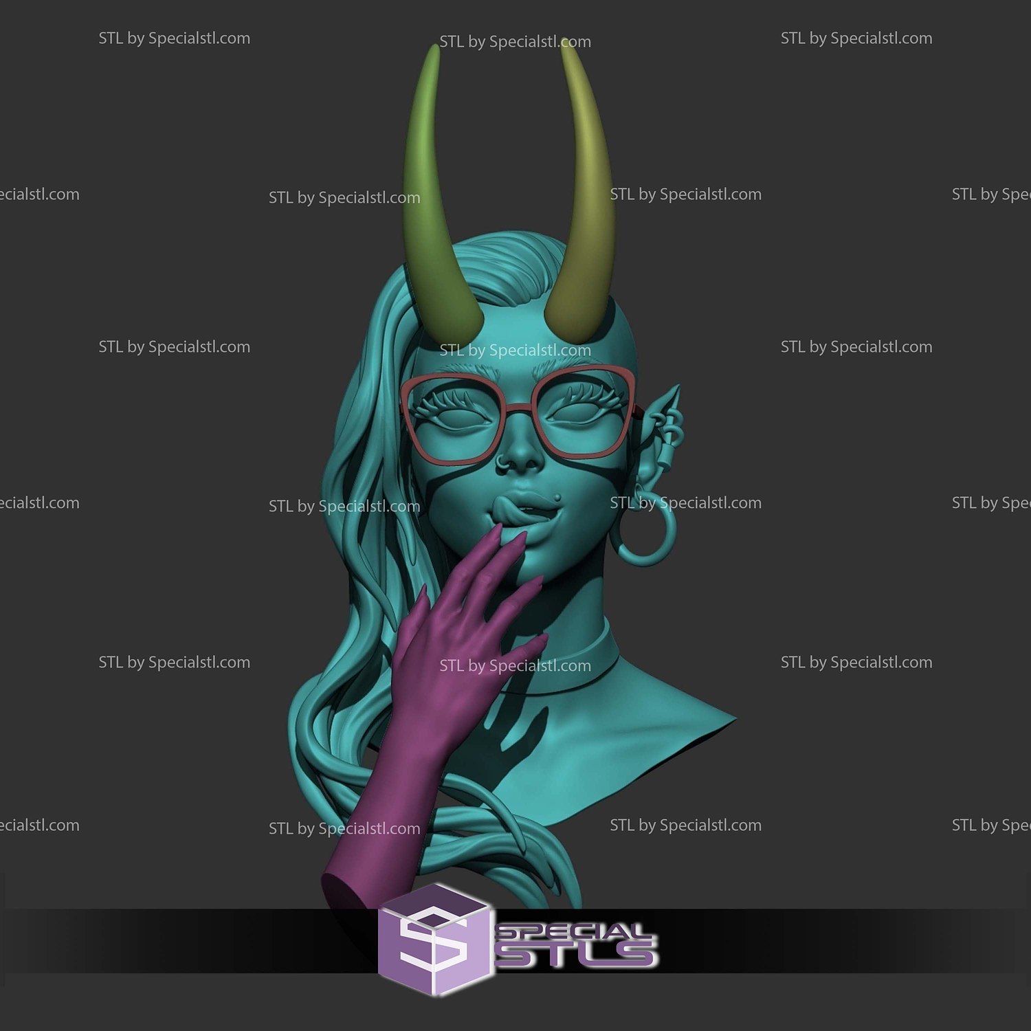 Roxy the Slick Demoness Bust STL Files 3D Model — view 6
