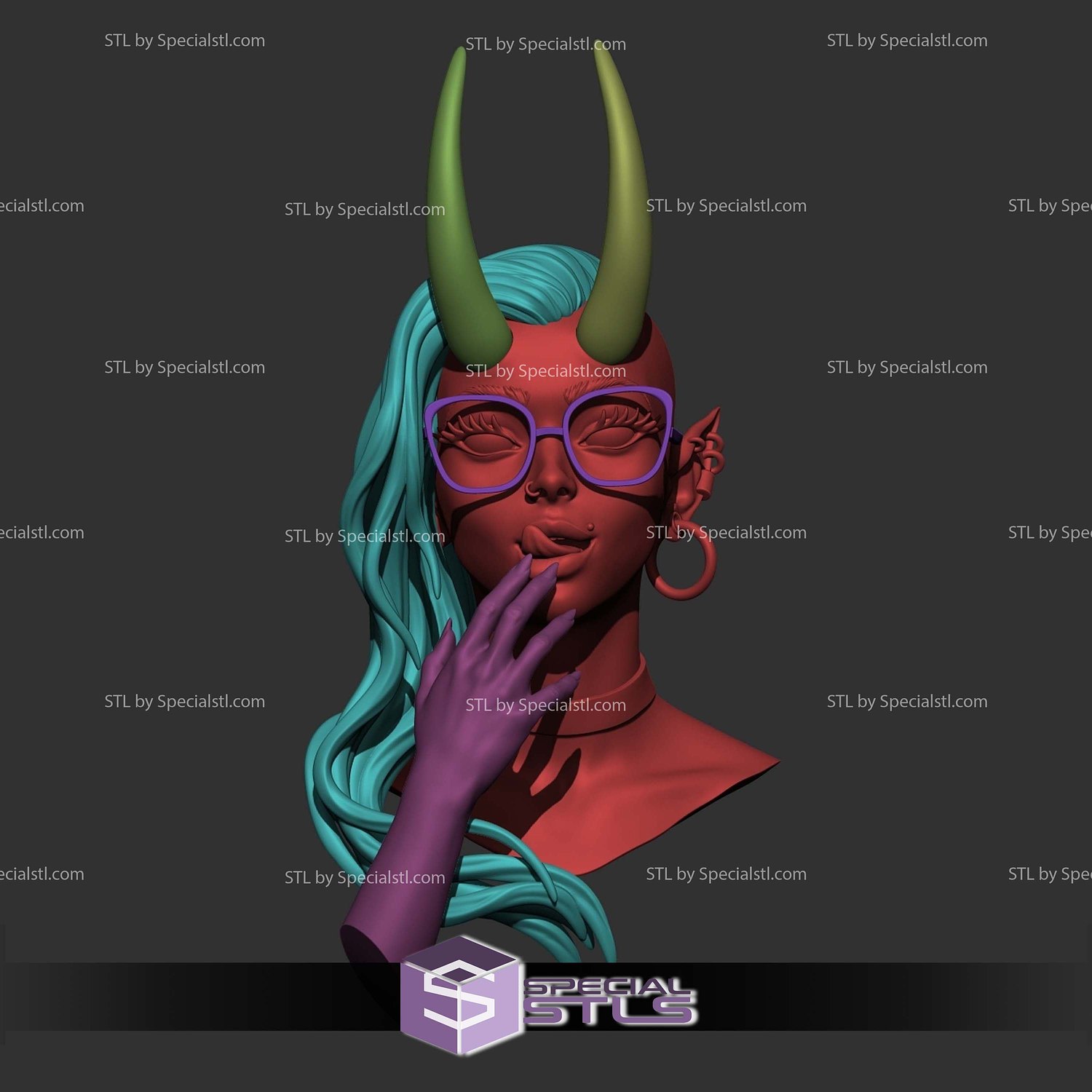 Roxy the Slick Demoness Bust STL Files 3D Model — view 7