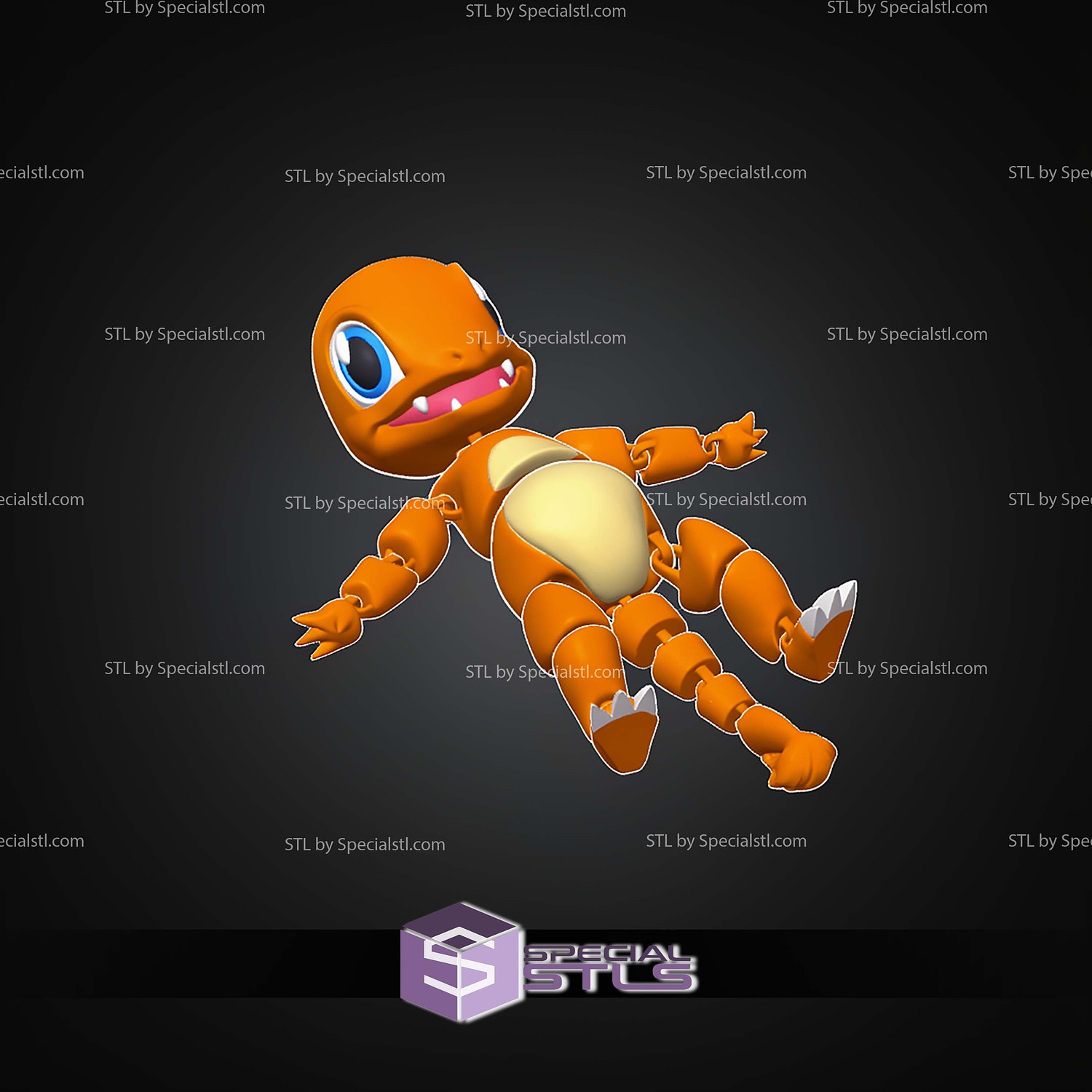 Super Basic STL Pokemon Charmander MultiColor 3D Model — view 2