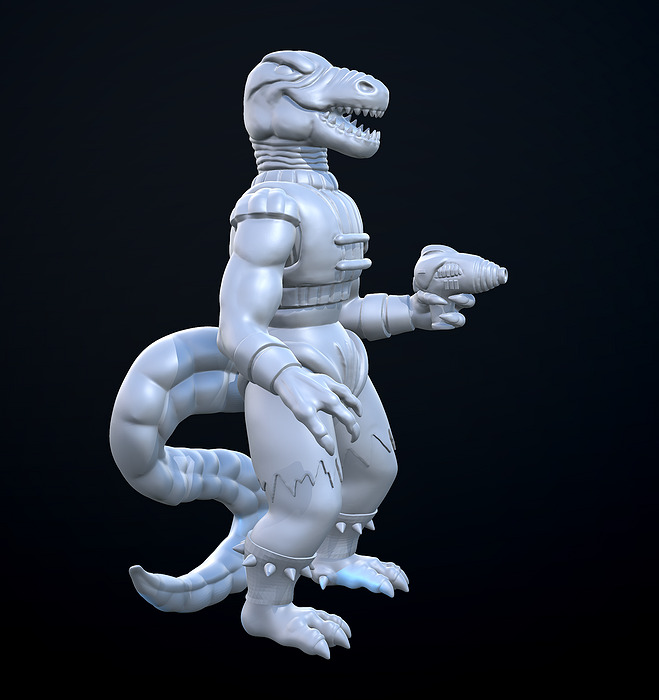 Dinosaucers dinosaur holding gun 3D STL Model — view 3