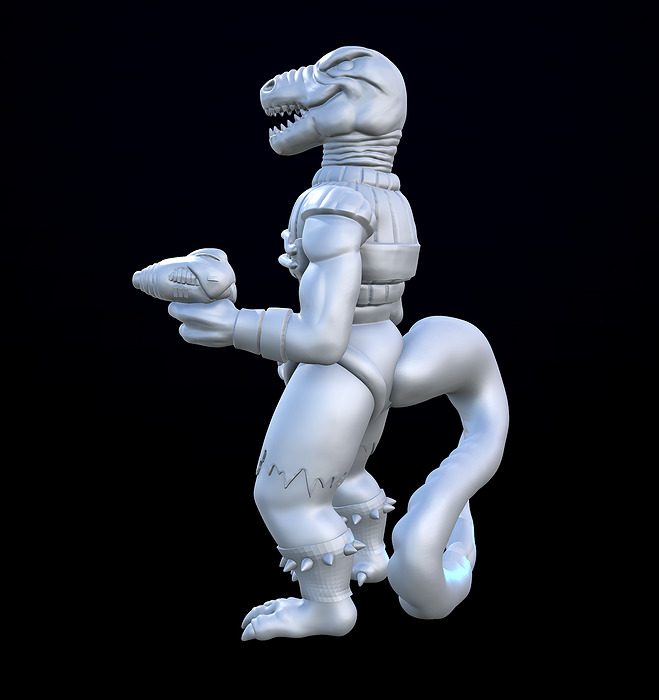 Dinosaucers dinosaur holding gun 3D STL Model — view 5