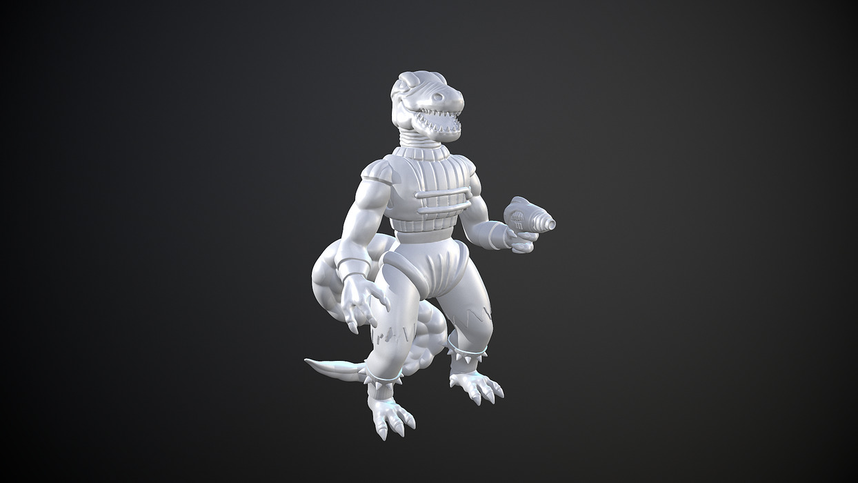 Dinosaucers dinosaur holding gun 3D STL Model — view 6