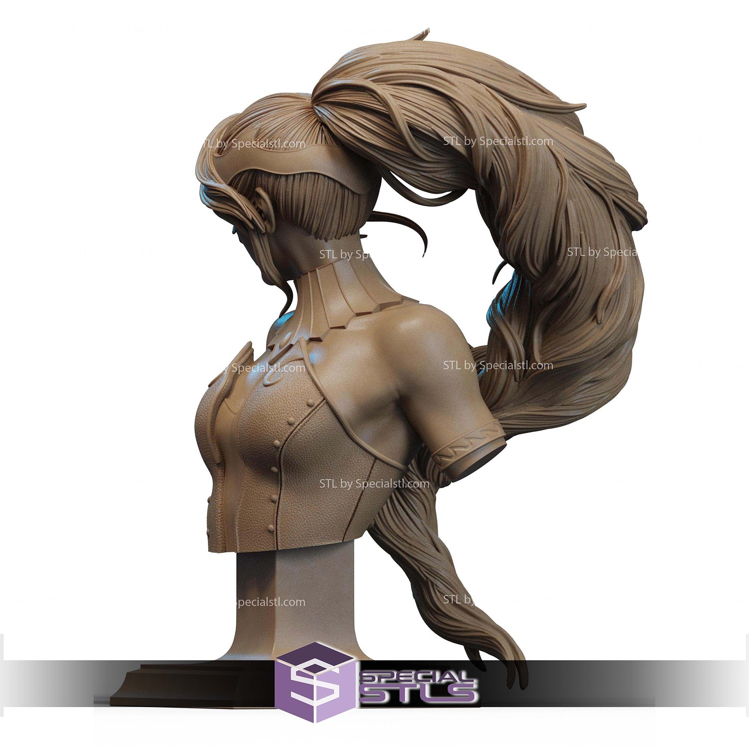 Pyrrha Nikos Anime Bust STL Files 3D Model — view 2