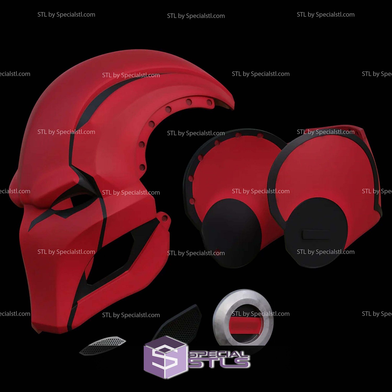 Cosplay STL Files Red Hood Dark Legion Helmet 3D Model — view 2
