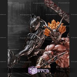 Black Panther and Kill Monger Diorama Digital Sculpture 3D STL Model — view 1