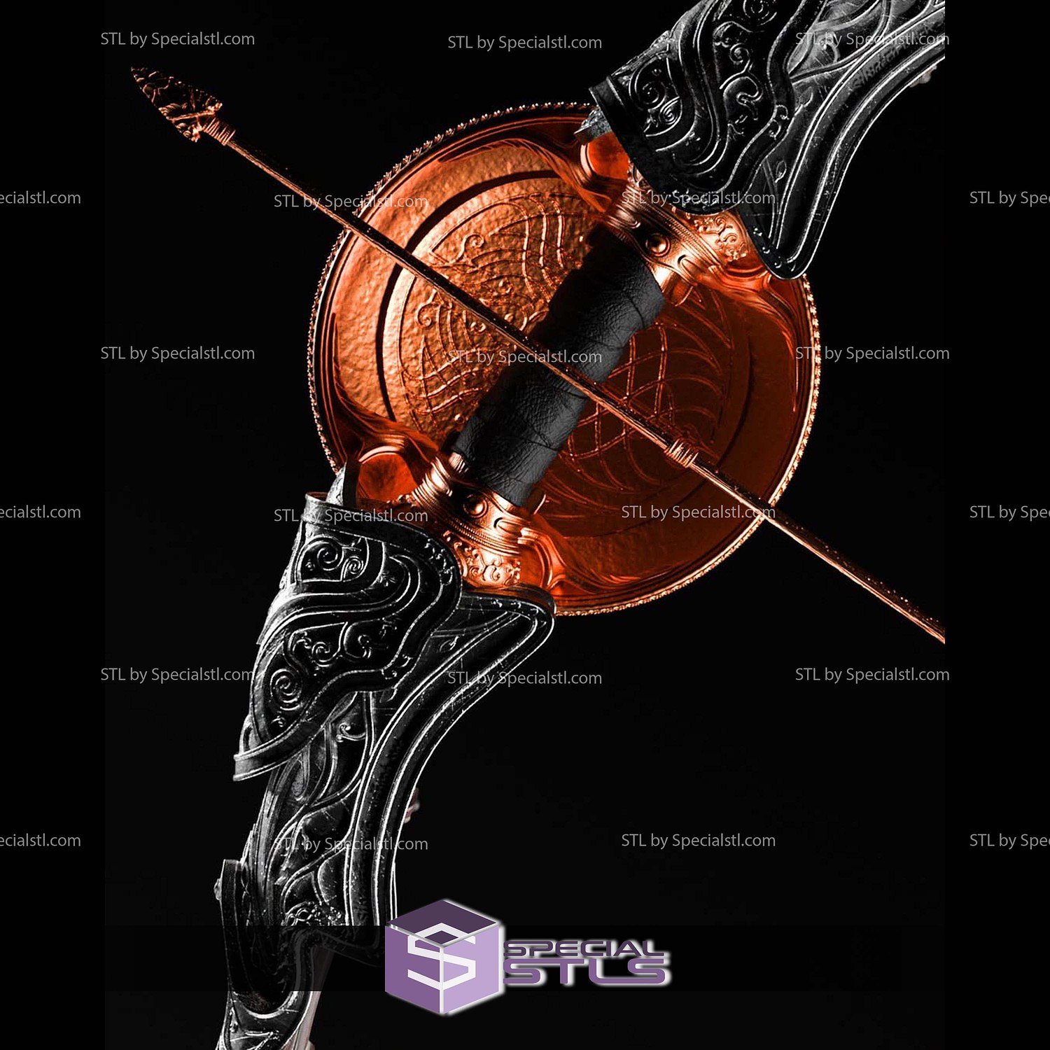 Dark Elve Life Sized Bow STL Files 3D Model — view 2