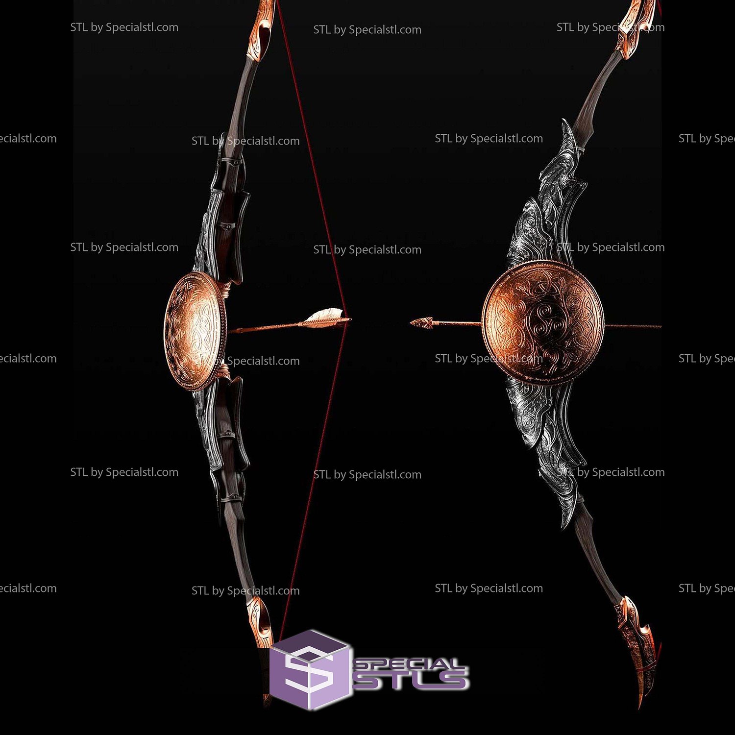 Dark Elve Life Sized Bow STL Files 3D Model — view 5