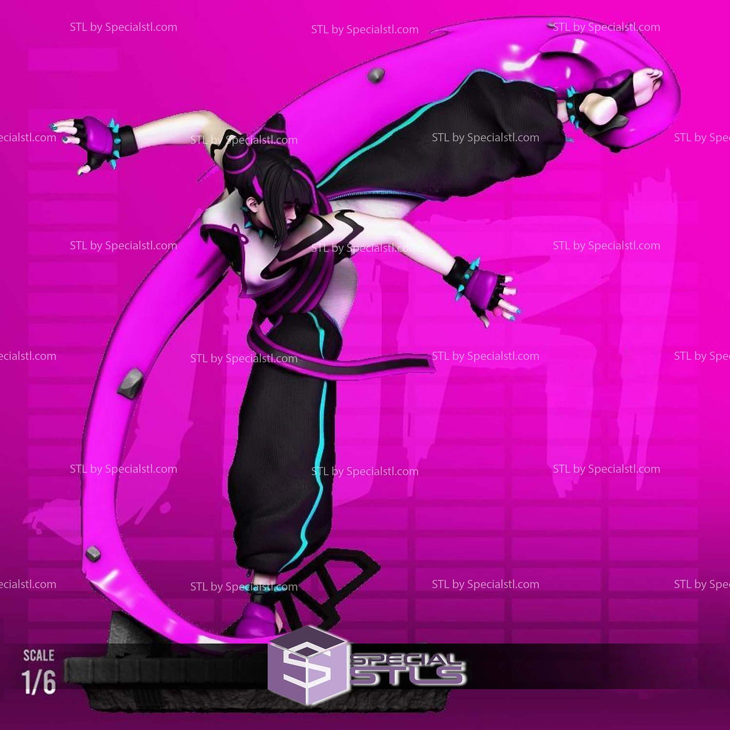 Juri Street Fighter 6 Sculptures 3D Printing STL Model — view 3