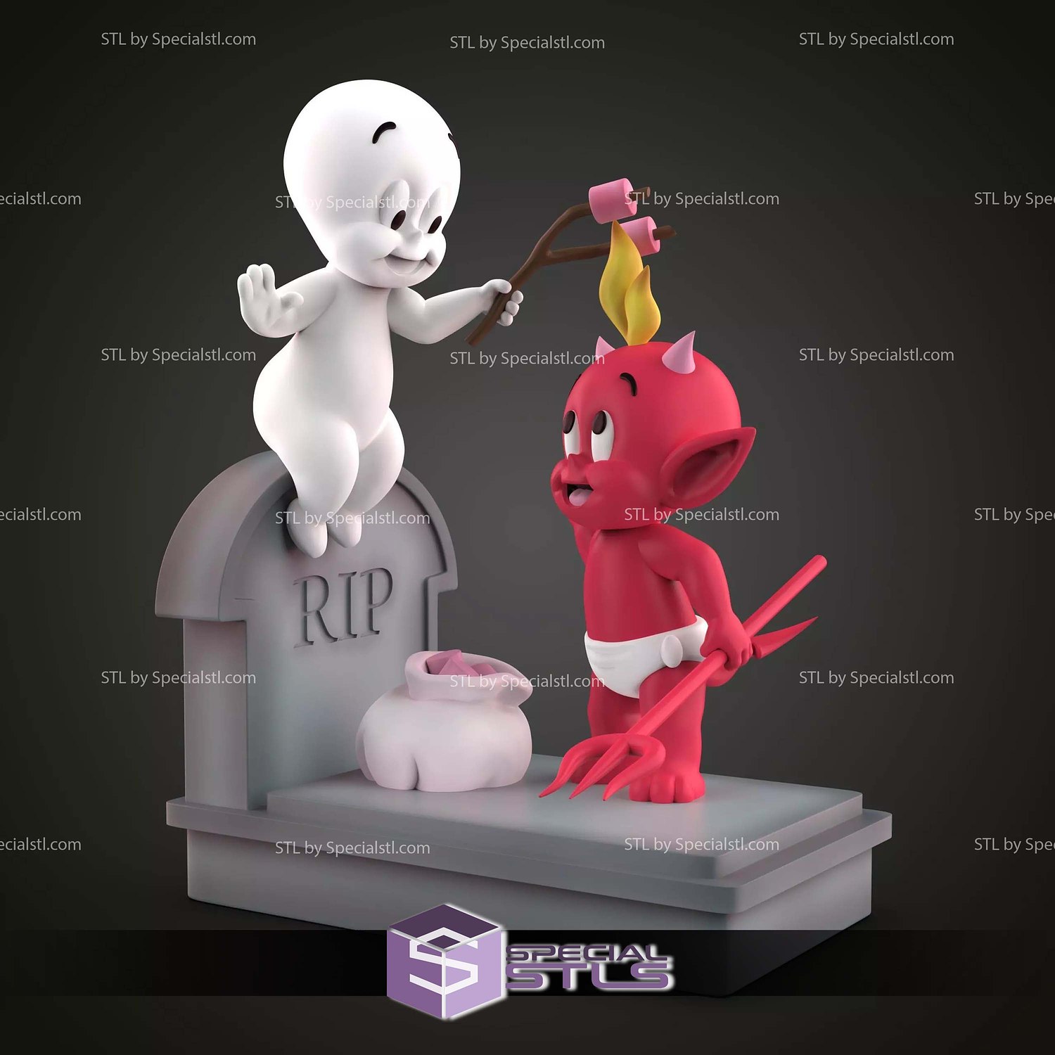 Casper and Hot Stuff STL Files 3D Model — view 7