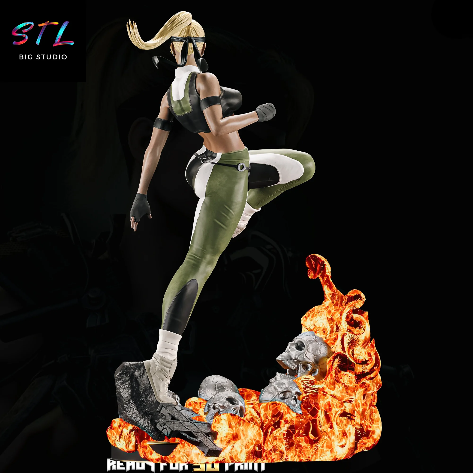 Sonya Blade STL | Mortal Kombat | 3D Printable Figure Model — view 3