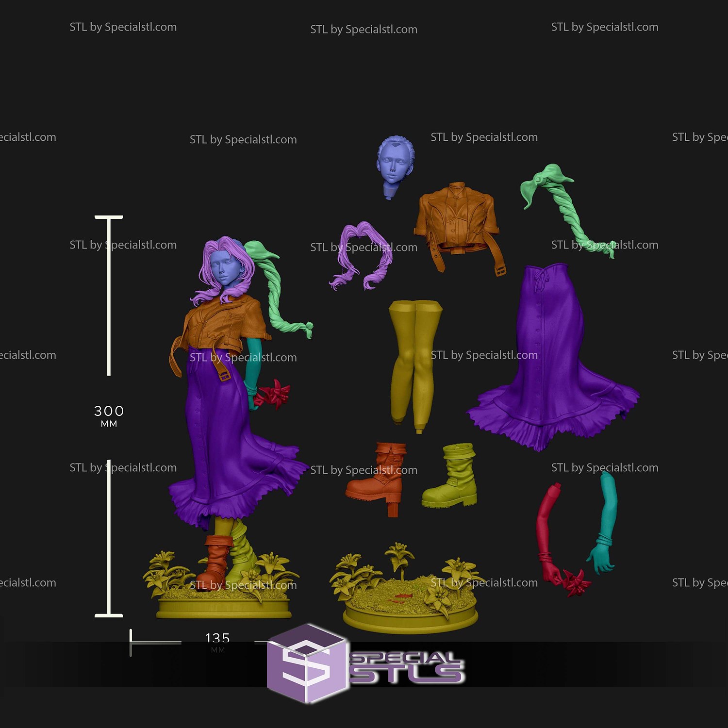 Aerith Realistic Final Fantasy STL Files 3D Model — view 6