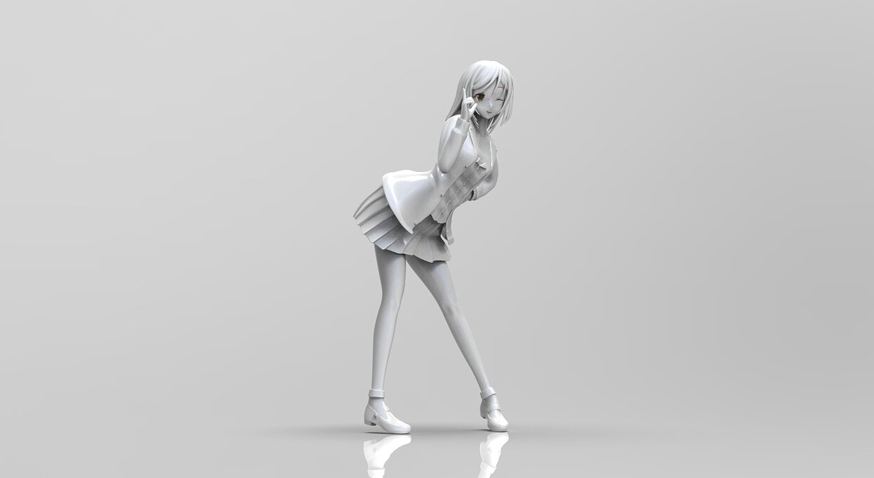 Yanagi girl in dress 3D STL Model — view 3