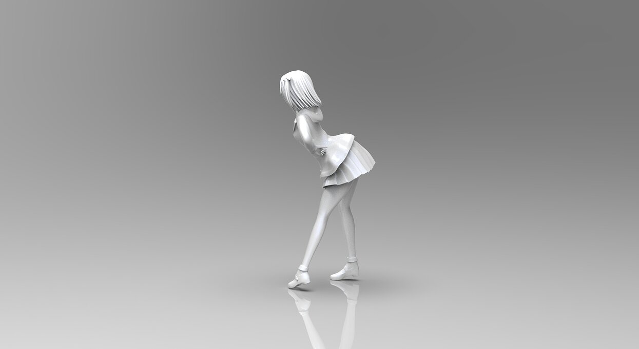 Yanagi girl in dress 3D STL Model — view 4
