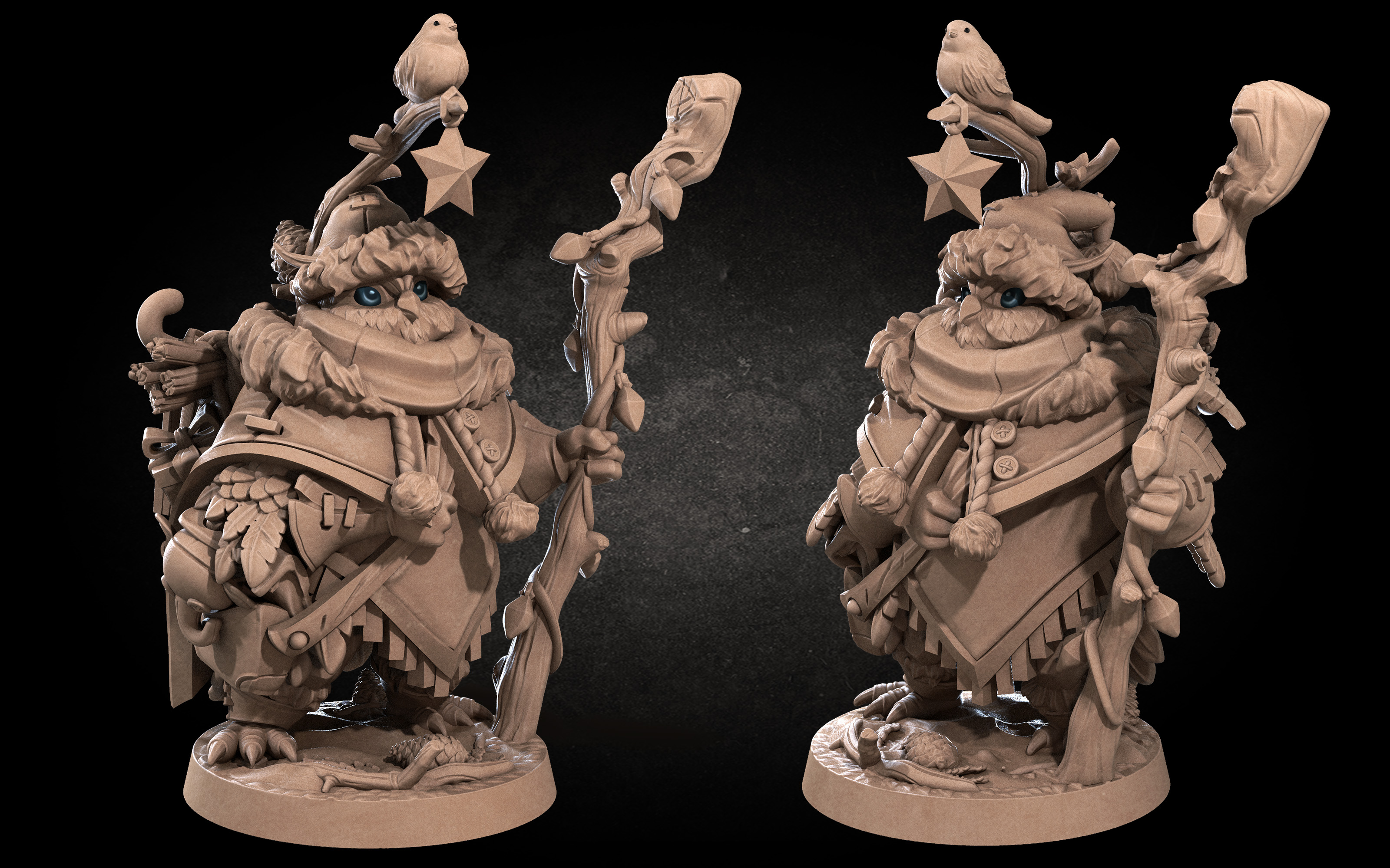 Uka, the Forest Keeper Owlfolk 3D STL Model — view 6