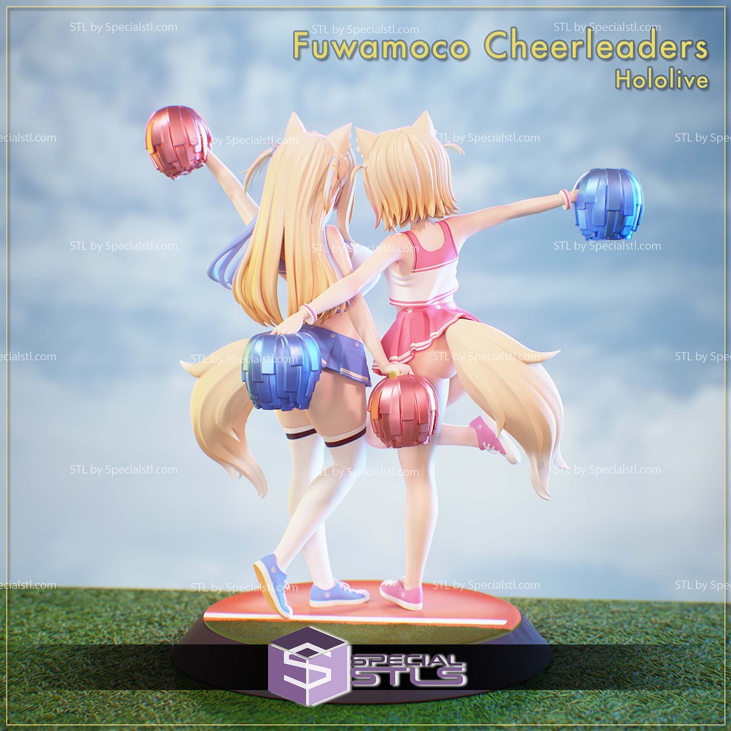 Fuwamoco Cheerleaders Sculptures 3D Printing STL Model — view 2