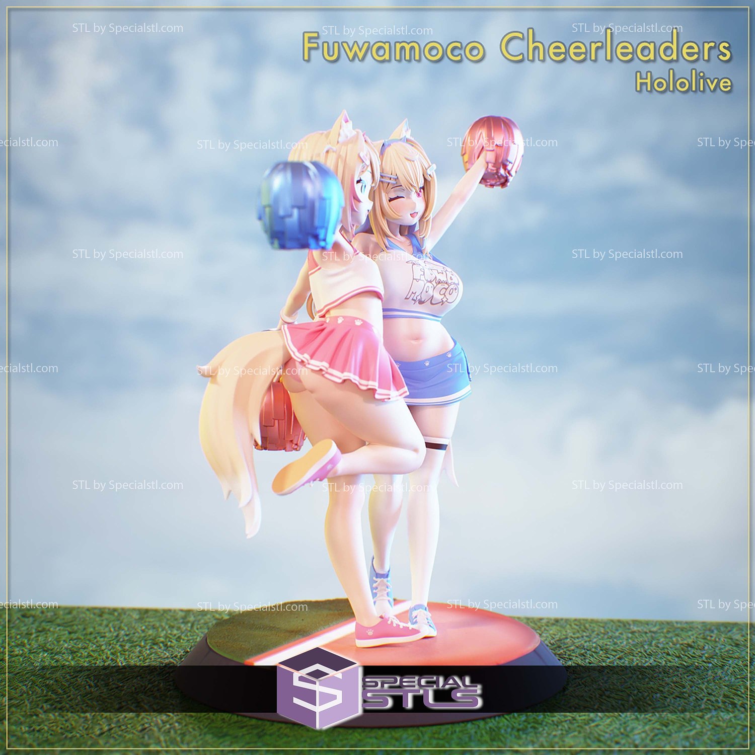 Fuwamoco Cheerleaders Sculptures 3D Printing STL Model — view 4