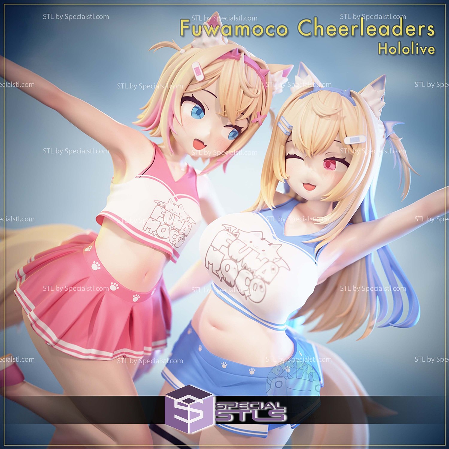 Fuwamoco Cheerleaders Sculptures 3D Printing STL Model — view 5