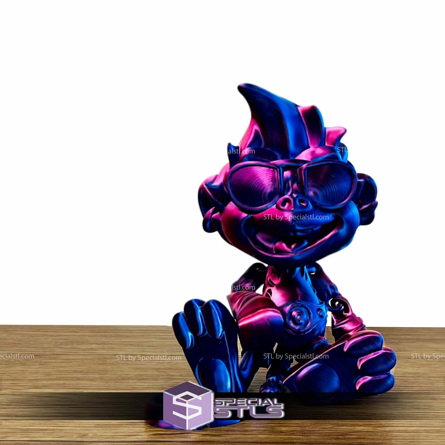 Basic STL Monkey Puckbo Boxer Glass Articulated Print in Place 3D Model — view 4