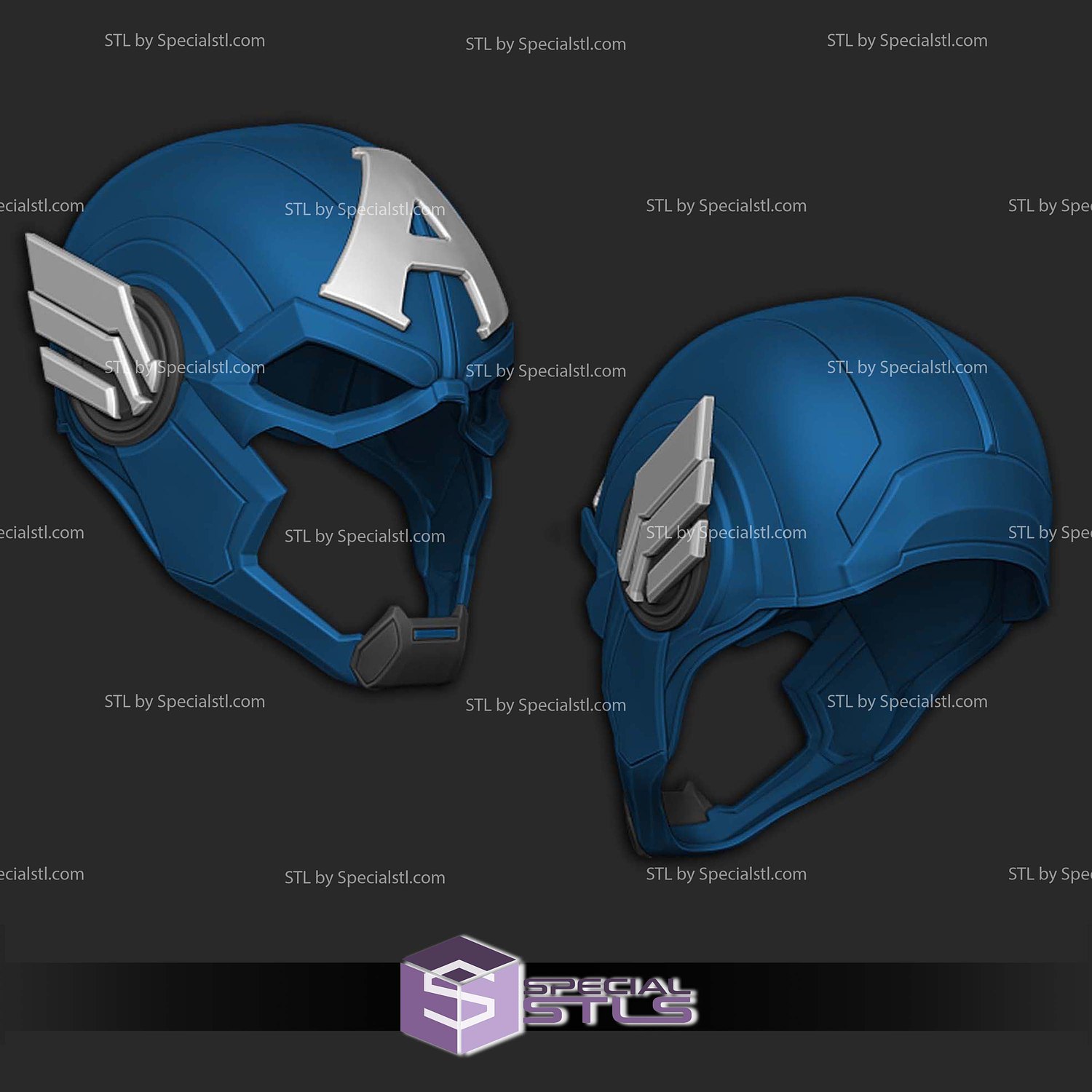 Cosplay STL Files Captain America Marvel Rivals Helmet 3D Model — view 2