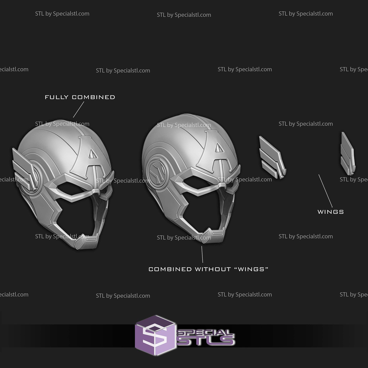 Cosplay STL Files Captain America Marvel Rivals Helmet 3D Model — view 4