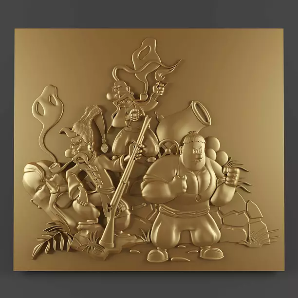 Cossacks gold plaque with characters 3D MAX Model