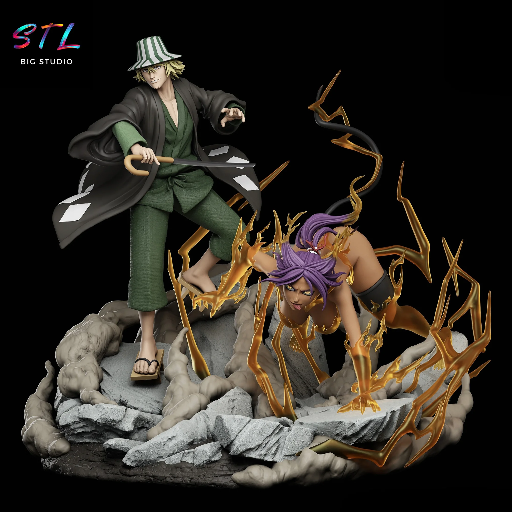 Urahara and Yoruichi STL | Bleach | 3D Printable Diorama Model