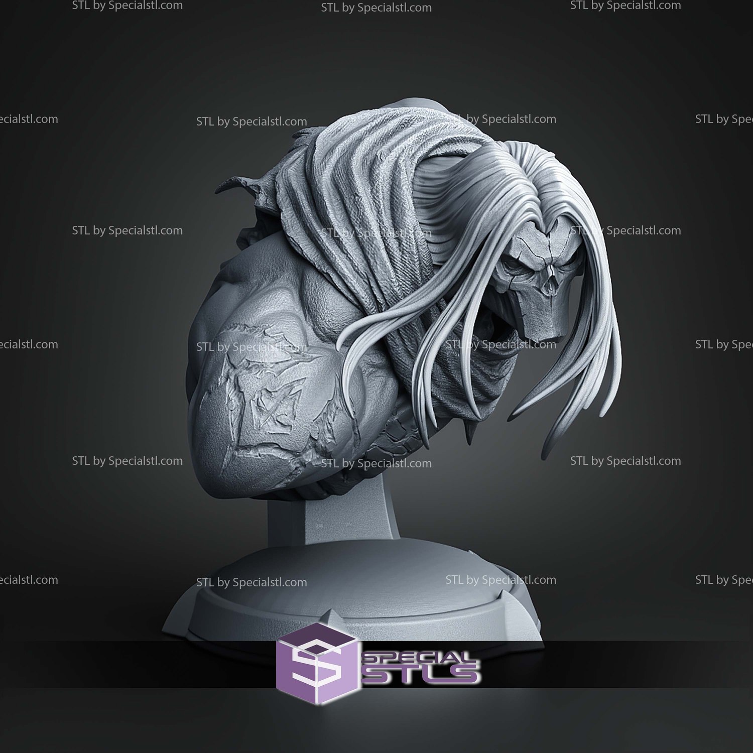 Death Darksiders II Bust 116mm STL Files 3D Model — view 4
