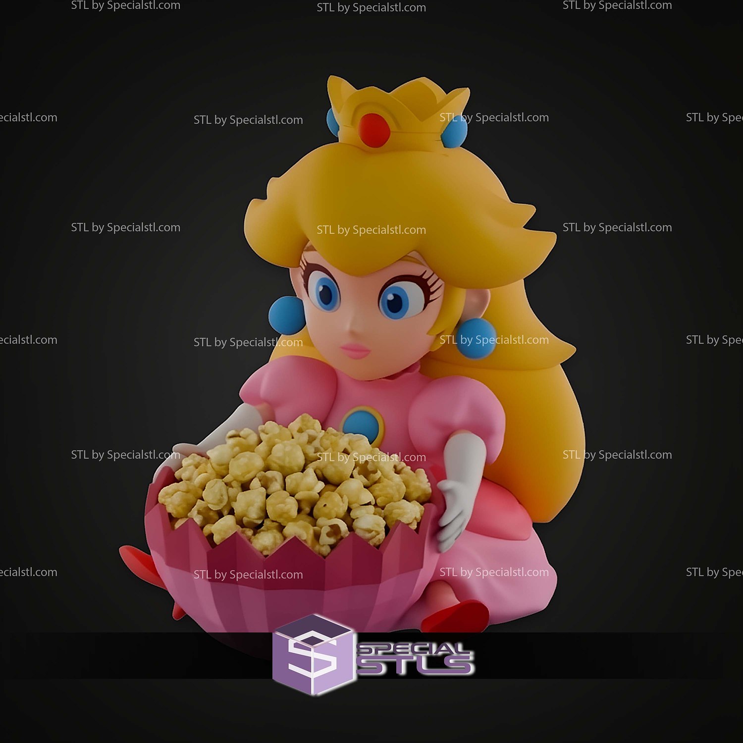 Princess Peach Palomera Popcorn Bucket STL Files 3D Model — view 3