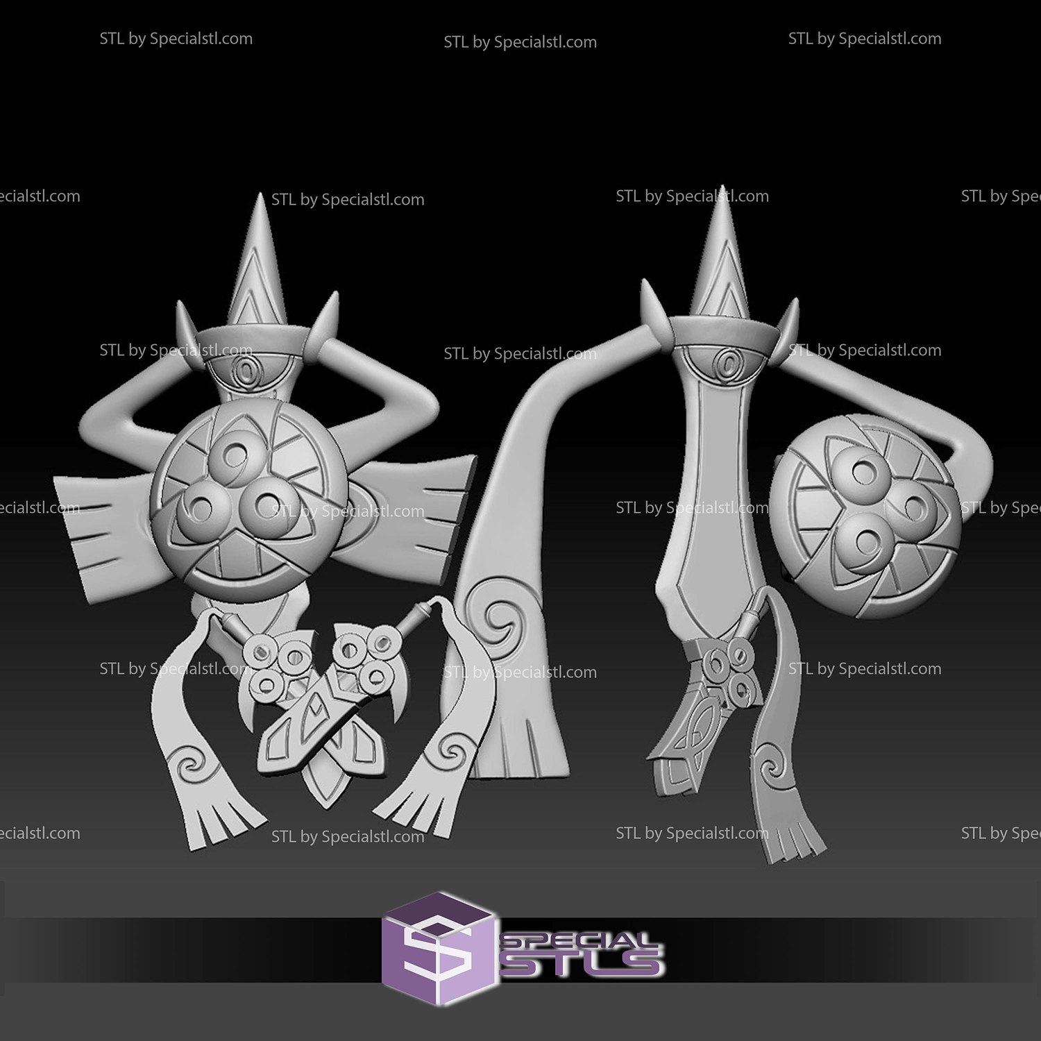 Pokemon STL Collection Honedge Doublade Aegislash 3D Model — view 2