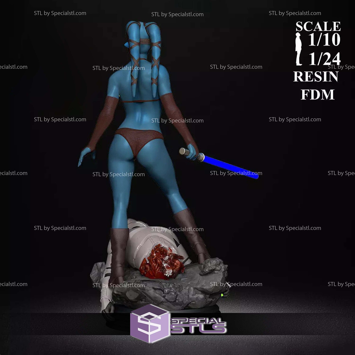 Aayla Secura Beach Outfit 3D Printer Files STL Model — view 4