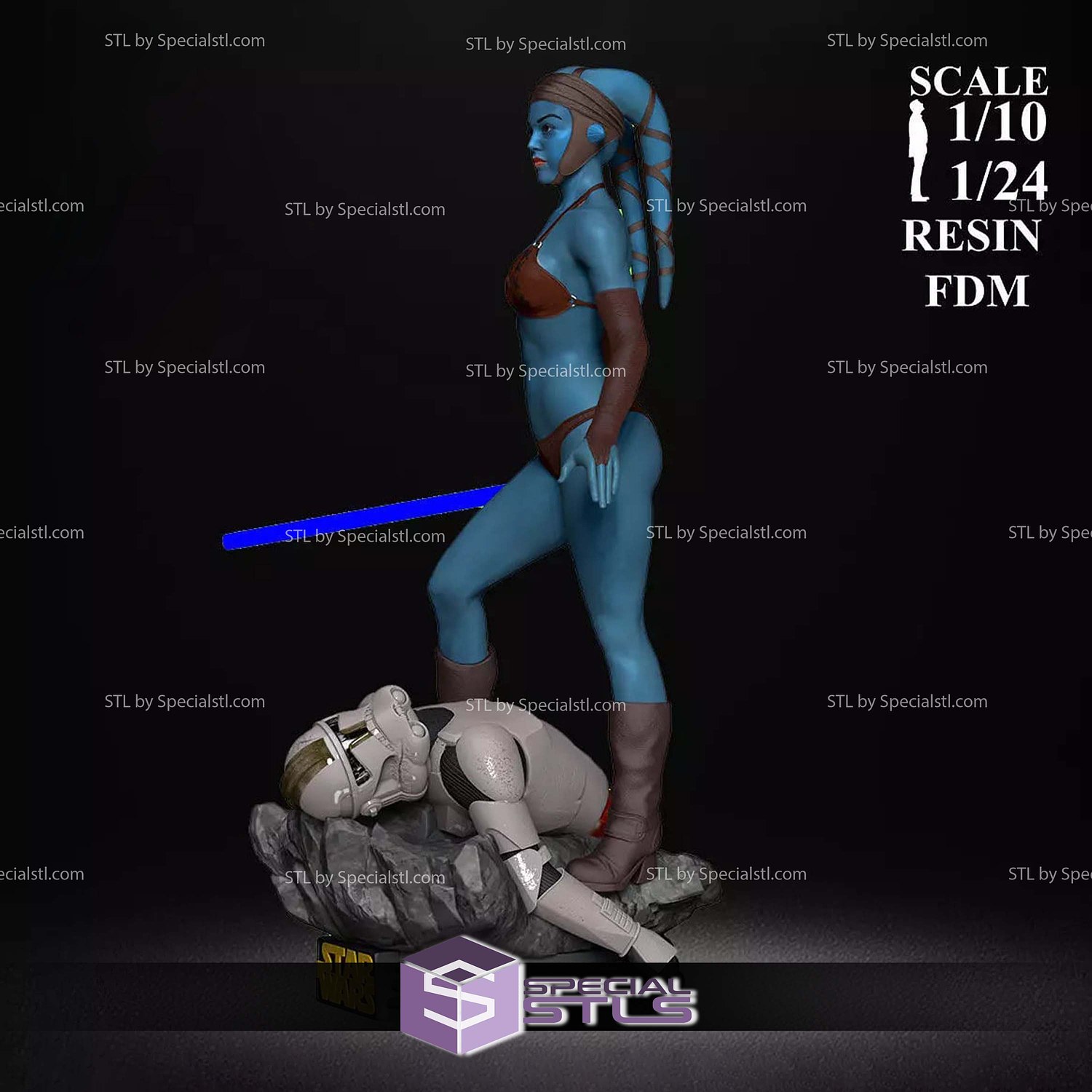 Aayla Secura Beach Outfit 3D Printer Files STL Model — view 5