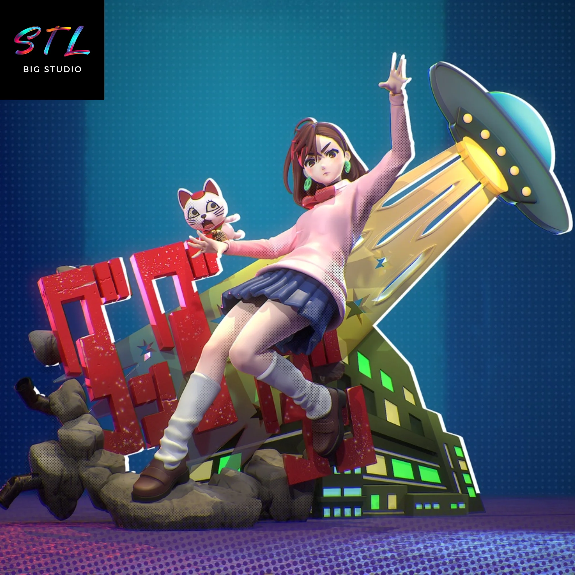 Momo Ayase STL | Dan Da Dan | 3D Printable Diorama Model