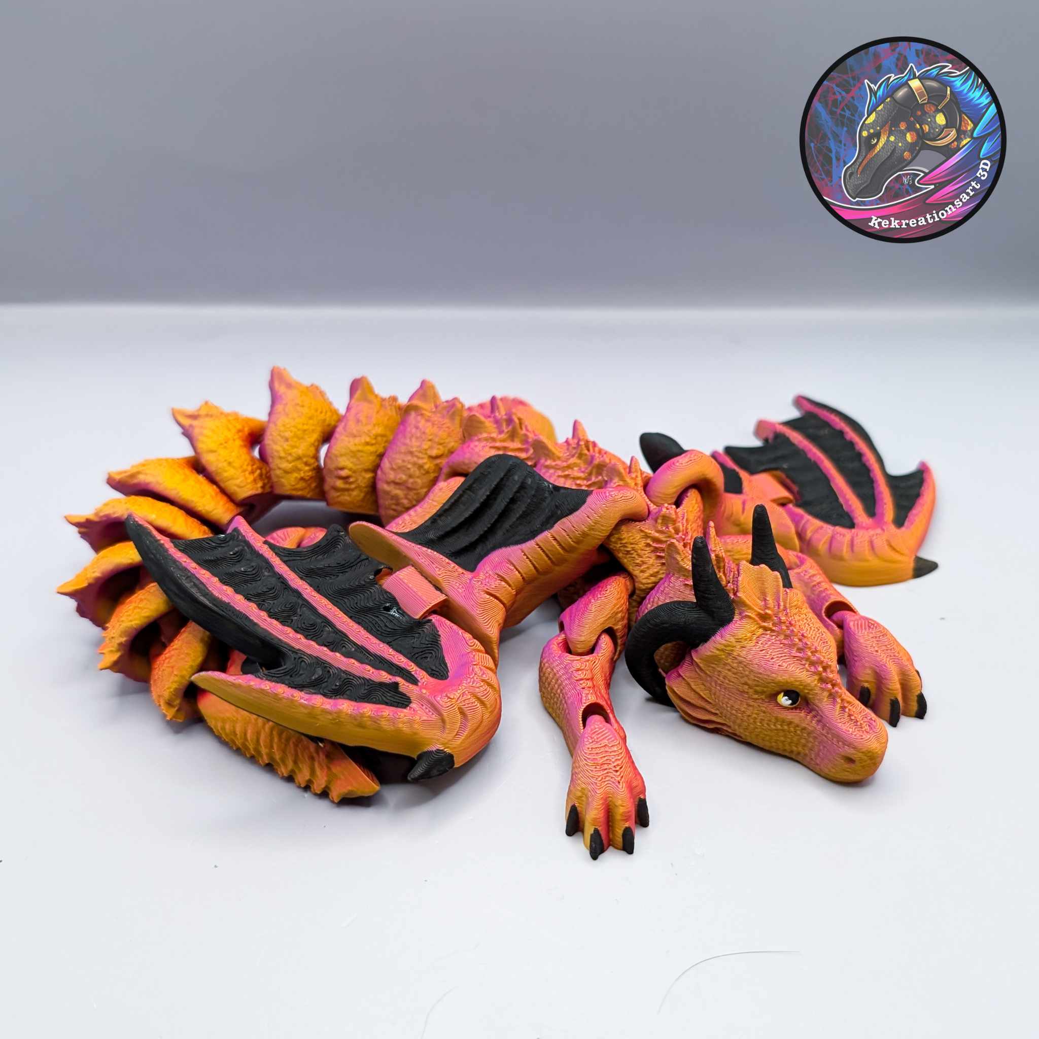 Flexi Spiney Dragon 3D STL Model — view 2