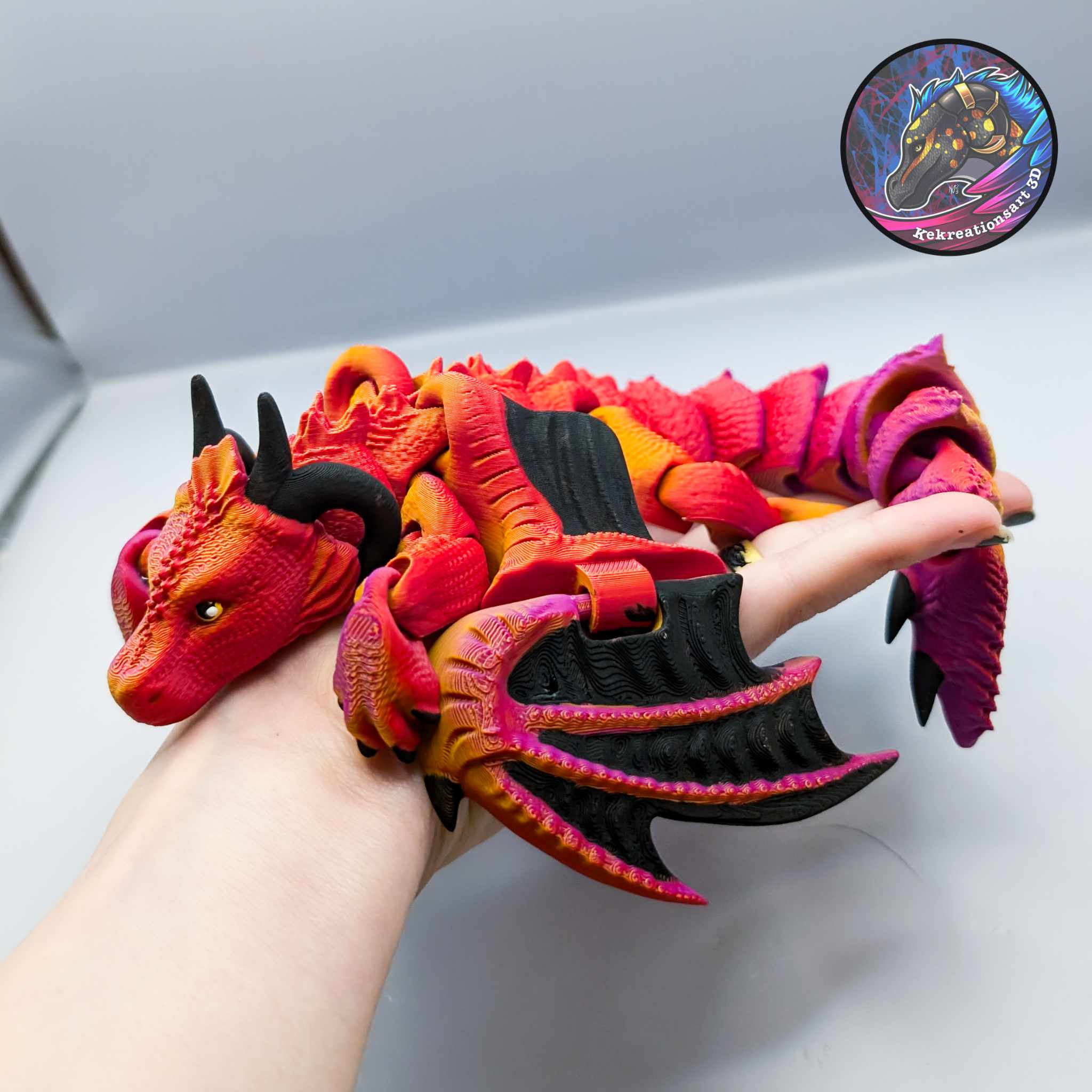 Flexi Spiney Dragon 3D STL Model — view 3