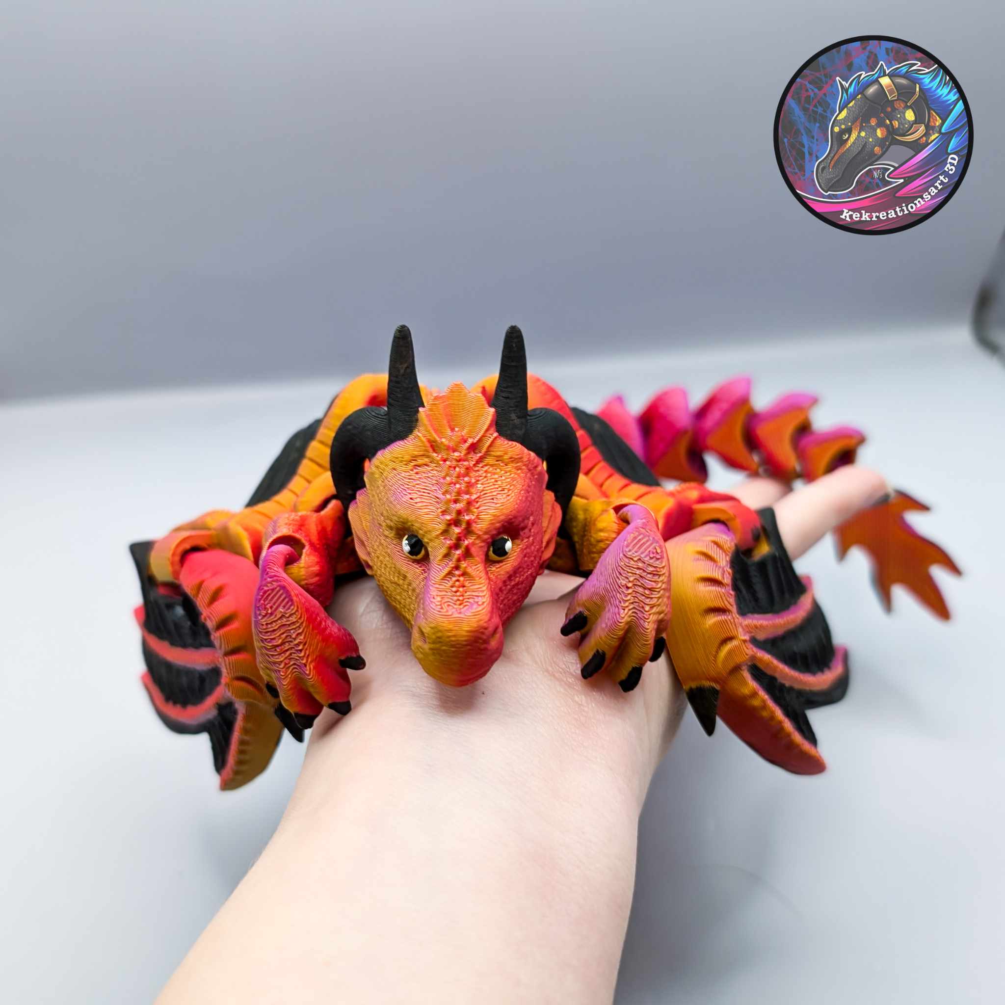 Flexi Spiney Dragon 3D STL Model — view 5