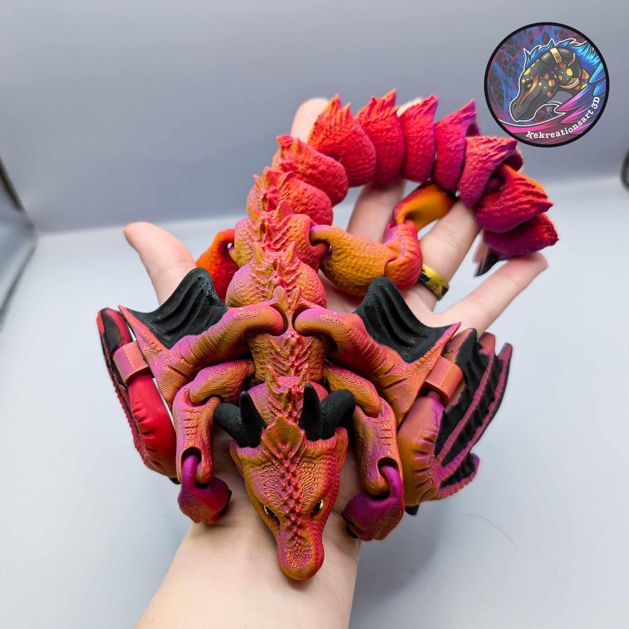 Flexi Spiney Dragon 3D STL Model — view 7