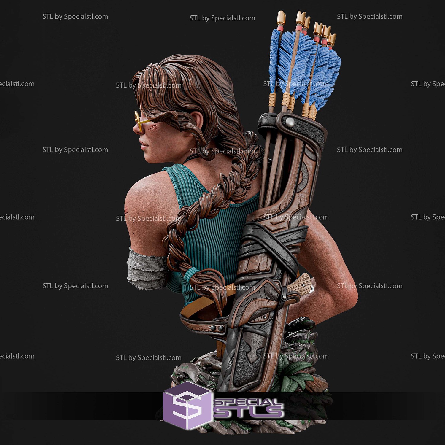 Lara Croft Bust Archer 145mm STL Files 3D Model — view 4