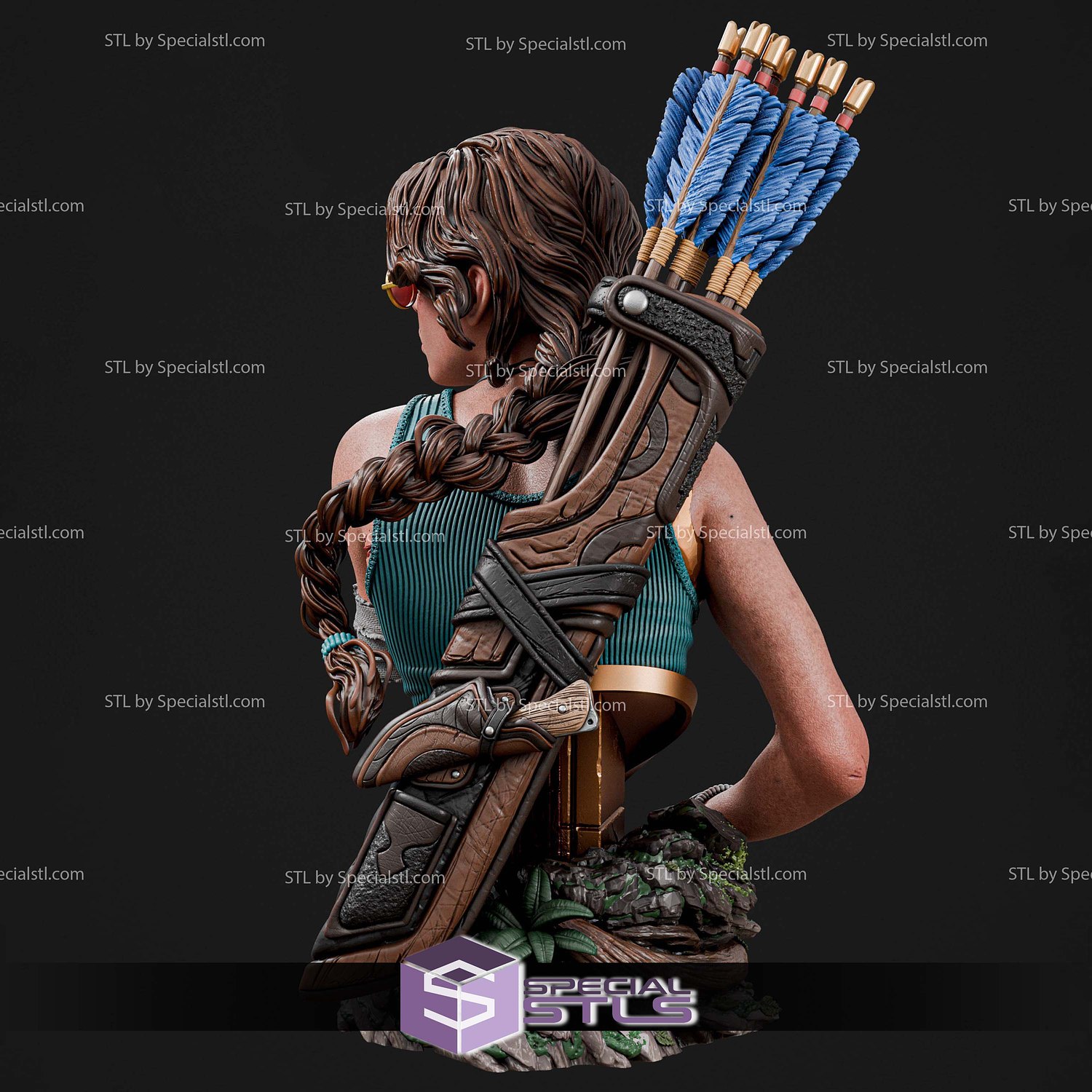 Lara Croft Bust Archer 145mm STL Files 3D Model — view 5