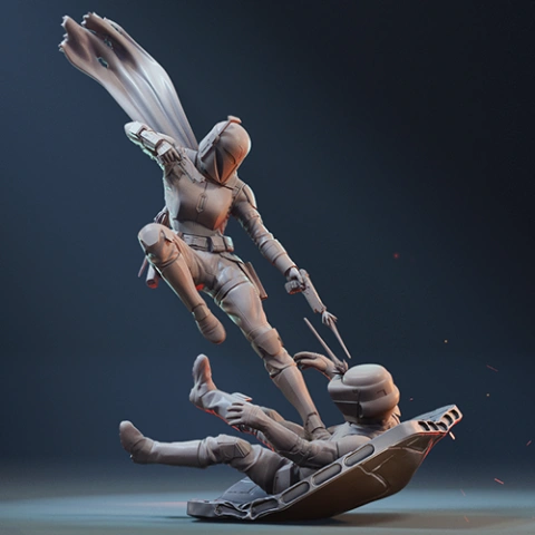 Bo-Katan in Diorama 3D Printer Files | Assembly STL Model