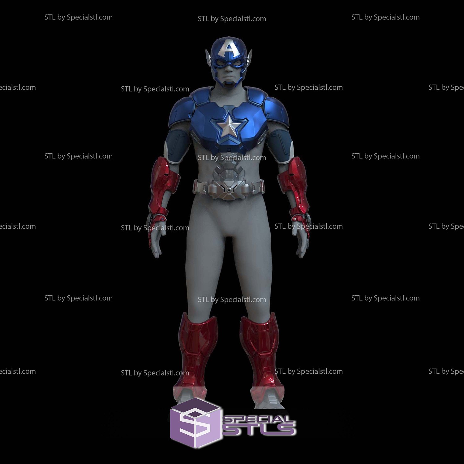 Cosplay STL Files Captain America Marvel Rivals Armor V2 3D Model — view 2