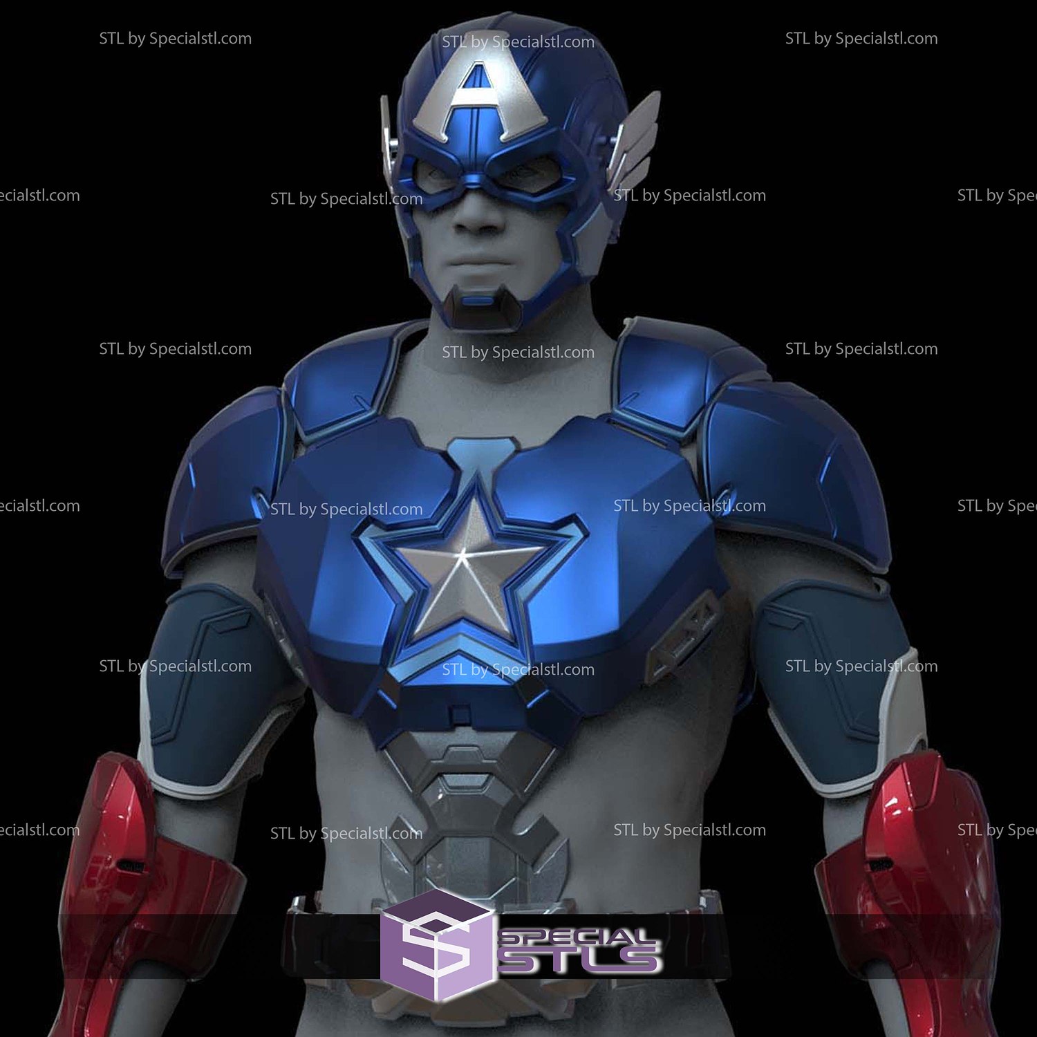 Cosplay STL Files Captain America Marvel Rivals Armor V2 3D Model — view 4