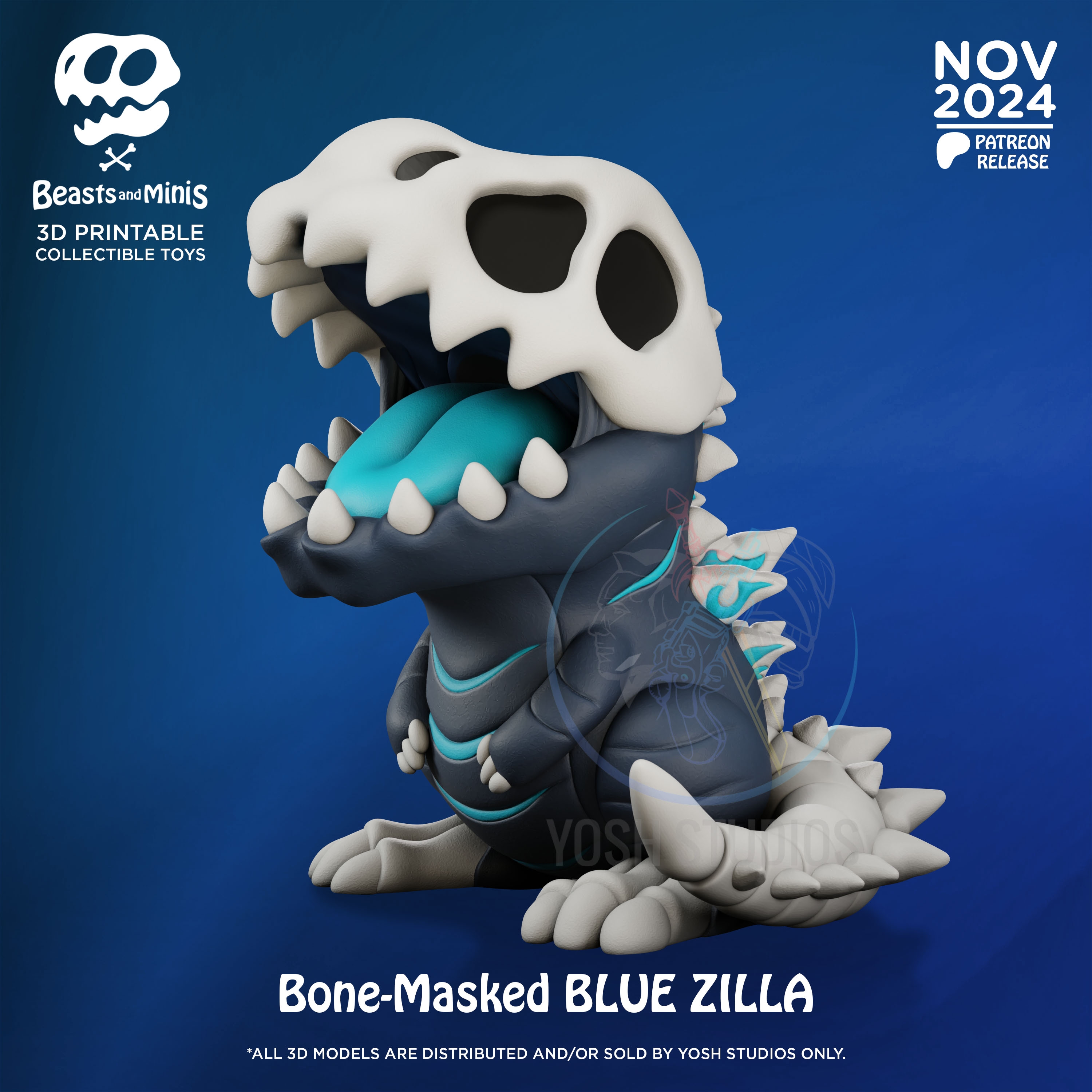 Blue Zilla (Boney Beast) 3D Printer STL File Model