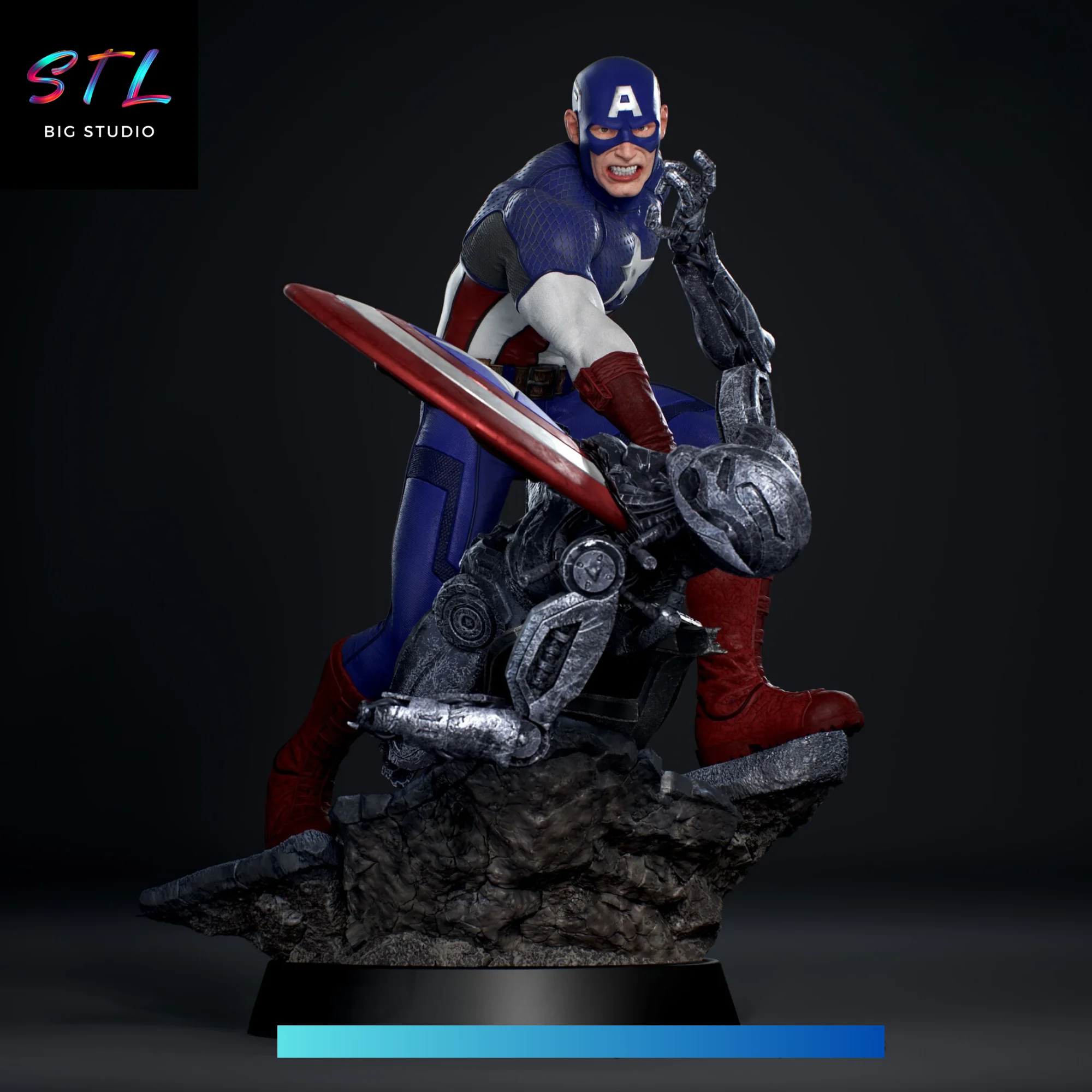 Captain America vs Ultron STL | Marvel | 3D Printable Diorama Model