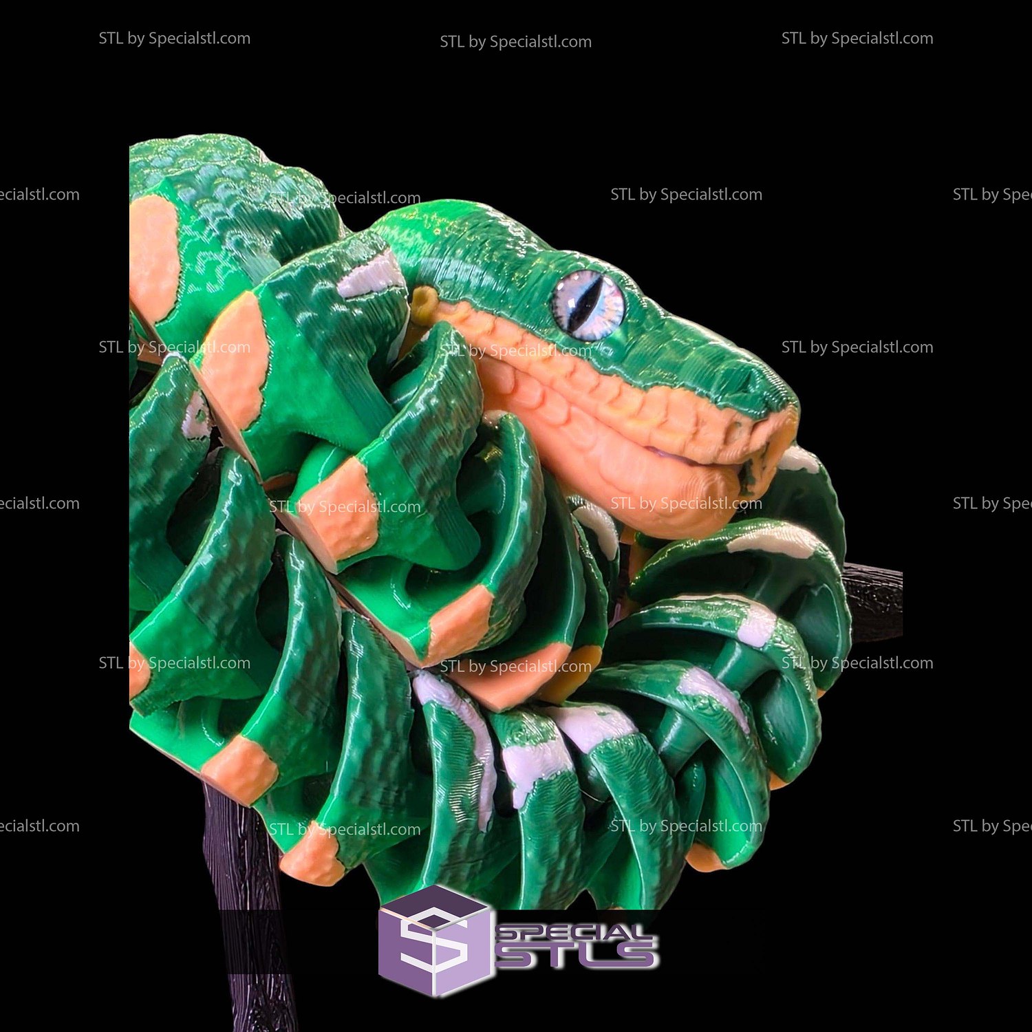 Super Basic STL Emerald Tree Boa 3D Model — view 2