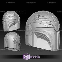 Cosplay STL Files Mandalorian White Ranger Helmet 3D Model